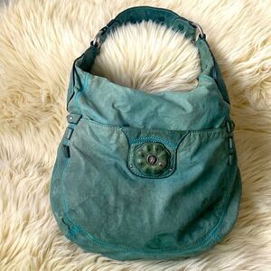Rare Vintage Juicy Coutcher Teal Large leather Bag Boho Slouchy Distressed